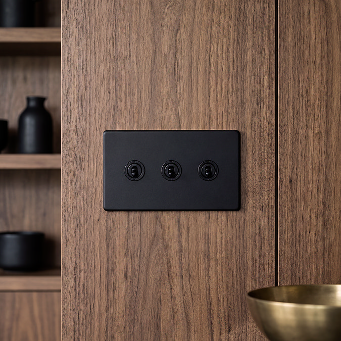 3 Gang Toggle Switch in Matt Black Zoom Out