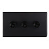 3 Gang Toggle Switch in Matt Black Cut Out