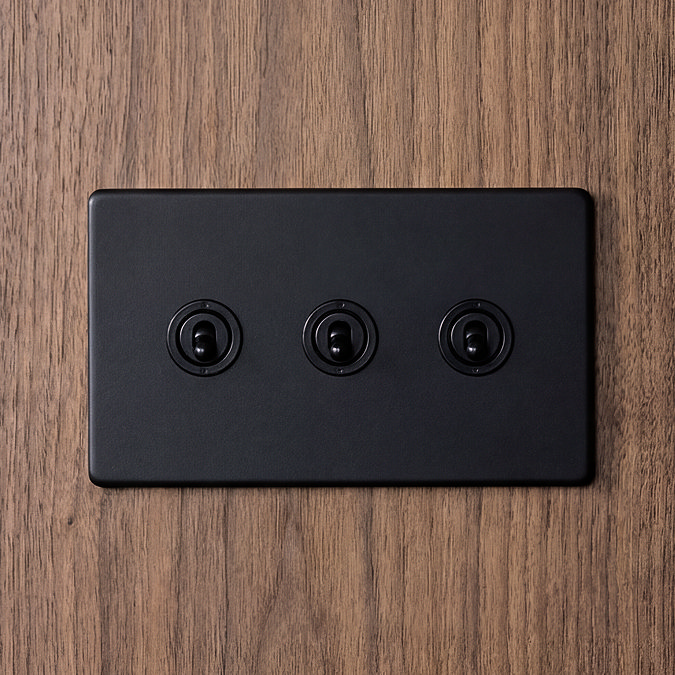 3 Gang Toggle Switch in Matt Black