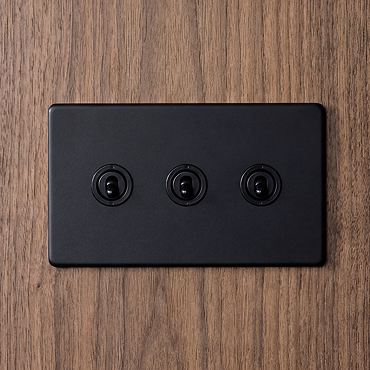 3 Gang Toggle Switch in Matt Black Zoom Out