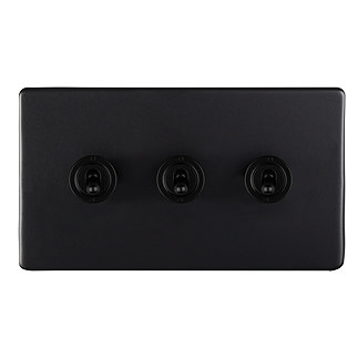 Matt black triple toggle light switch cut out