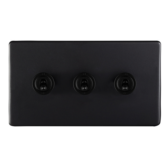 Matt black triple toggle light switch cut out