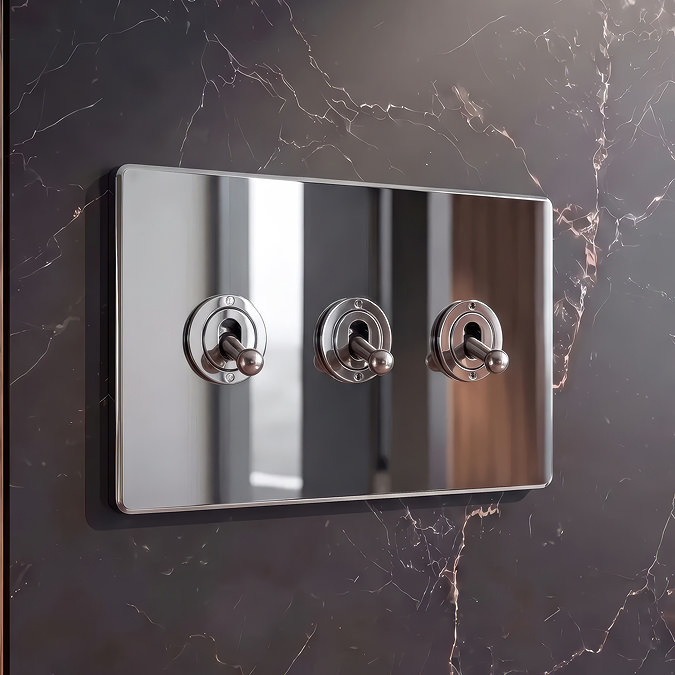 Triple Toggle Light Switch Polished Chrome Lifestyle