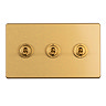 Triple Toggle Satin Brass Cut Out