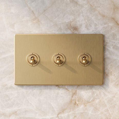Triple Toggle Satin Brass Lifestyle