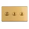 Satin brass triple toggle light switch