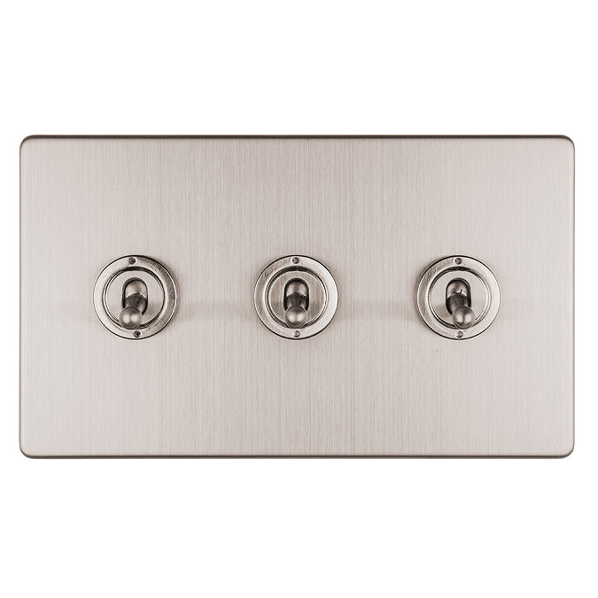 3 Gang Toggle Switch in Stainless Steel Cut Out