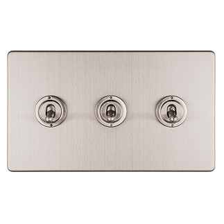 Stainless steel triple toggle light switch cut out