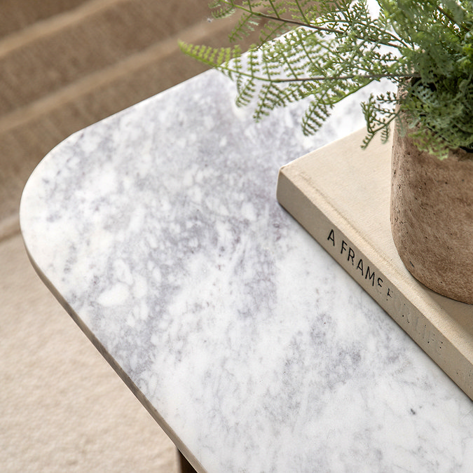 close up on marble top of coffee table