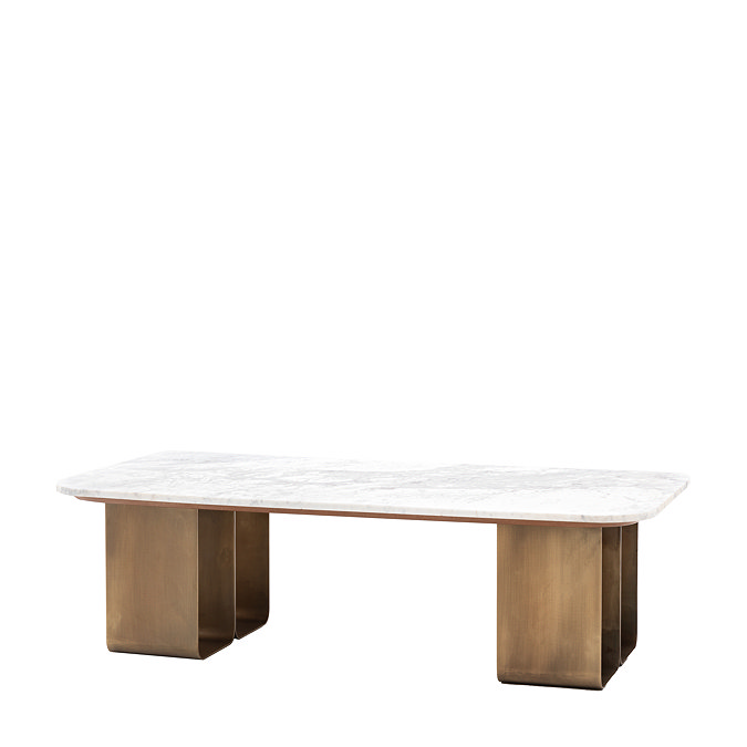 cut out of gold base and marble topped coffee table
