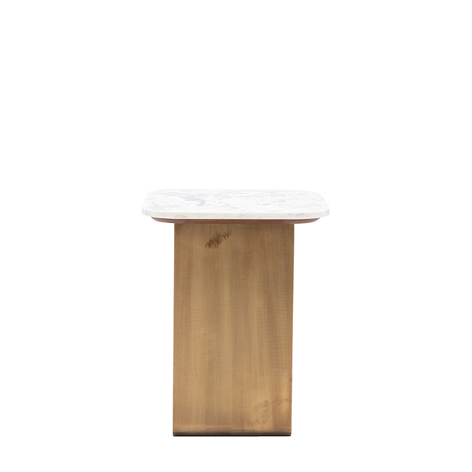side on cut out image of side table with metal base and marble top