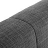 close up image of fabric material of slate grey headboard