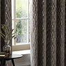 Manhattan Mink Eyelet Curtains over a window close up image