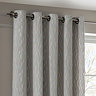 Manhattan Eyelet Silver Curtains over a window close up image