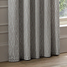Manhattan Eyelet Silver Curtains over a window close up image