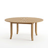 cut out of round acacia wood garden dining table