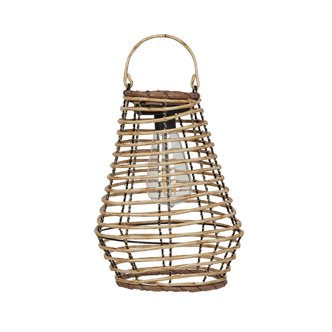 image cut out on white background of natural rattan outdoor lantern