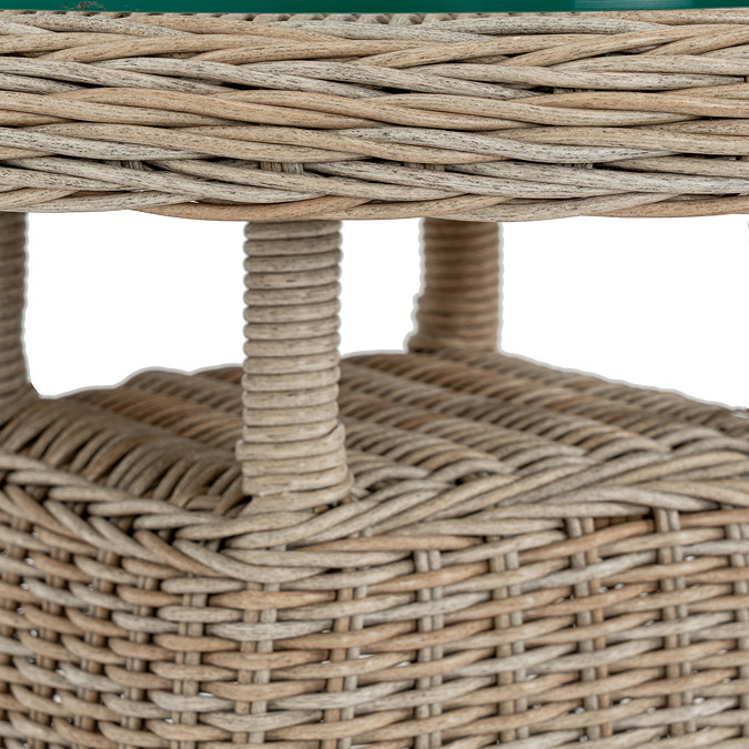 close up image of wicker material of bistro table