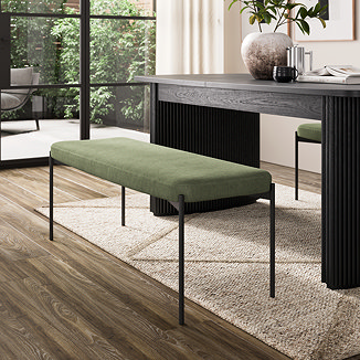 Maya Velvet Cord Dining Bench - Green main image