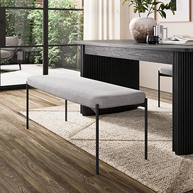 Maya Velvet Cord Dining Bench - Grey main image