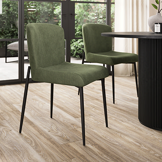 Maya Velvet Cord Dining Chair Set - Green main image