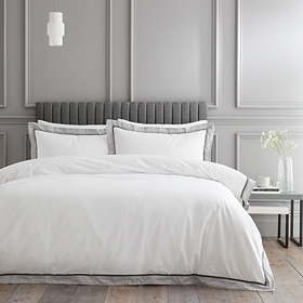 Mayfair 200TC Duvet Cover Set - White & Silver main image