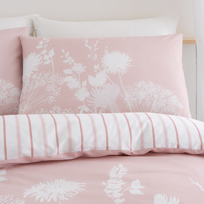 Meadowsweet floral in blush pink duvet cover set on bed image 2