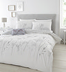 Meadowsweet Duvet Cover Set in white and Grey on bed close up image 2