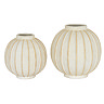 Grove Globe Vase in white with textured stripe detailing Image
