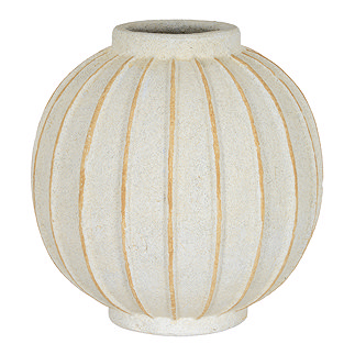 Grove Globe Vase in white with textured stripe detailing Image