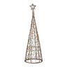brown wicker christmas tree with star on top, image cut out on white background