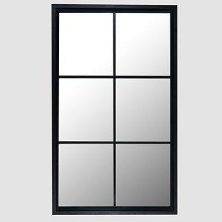 Merano Large black framed window mirror stock image