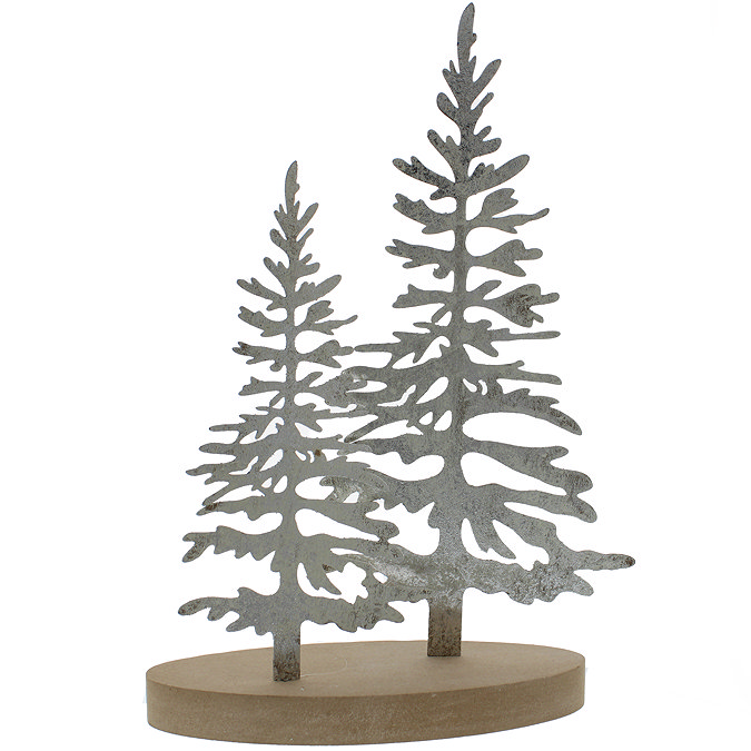Metal trees wooden base 29cm