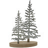 Metal trees wooden base 29cm