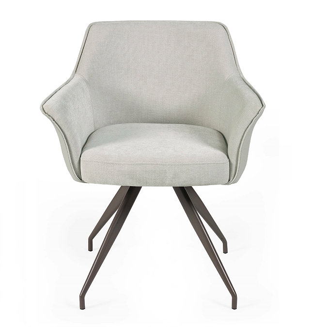 front on image cut out on white background of light grey modern chenille dining chair
