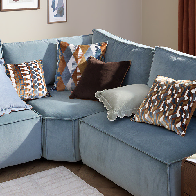 Metro Harlequin  50x50cm Feather Cushion in ginger