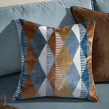 Metro Harlequin  50x50cm Feather Cushion in ginger