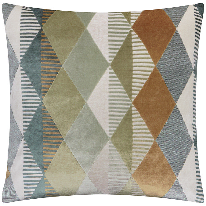 Metro Harlequin  50x50cm Feather Cushion in green
