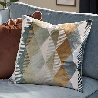 Metro Harlequin 50x50cm Feather Cushion in ginger
