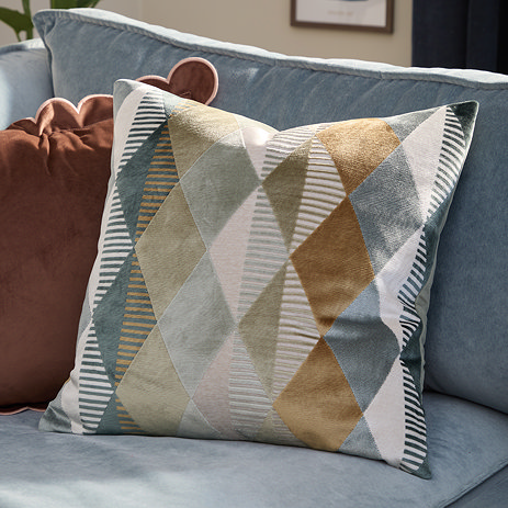 Metro Harlequin 50x50cm Feather Cushion in ginger