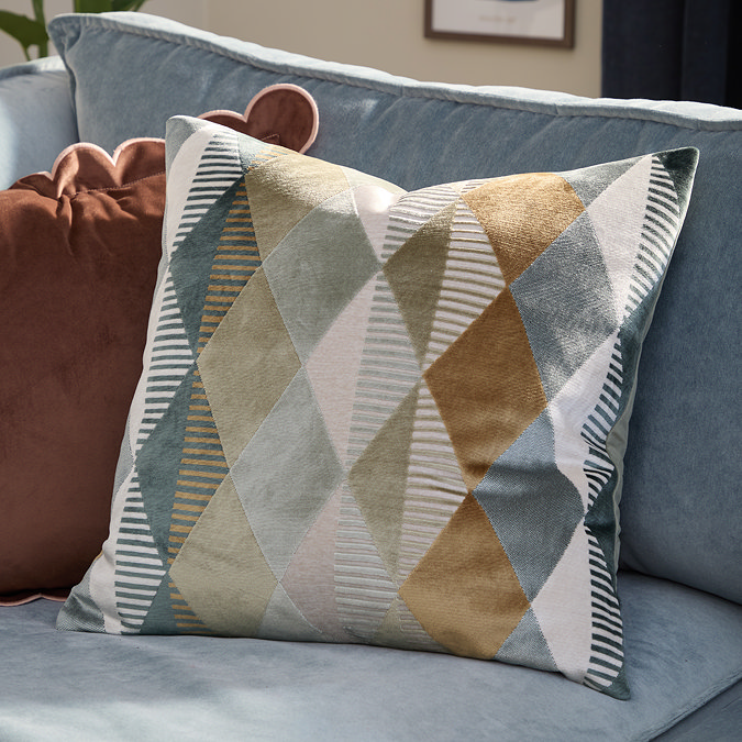 Metro Harlequin  50x50cm Feather Cushion in ginger