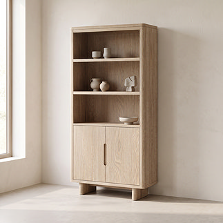 miami light oak display cabinet image