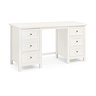 angled image cut out on white background of off-white dressing table with two sets of 3 drawers on each side