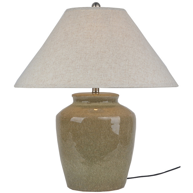 Mottura Table Lamp in green with edged linen shade