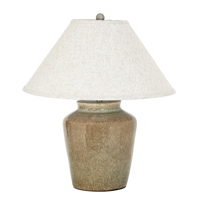 Mottura Table Lamp in green with edged linen shade