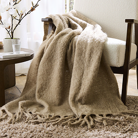Mohair Cosy Soft Throw - Taupe main image