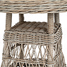 close up image of wicker material of body of bistro table