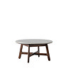 cut out image of round marbletop dark wood coffee table