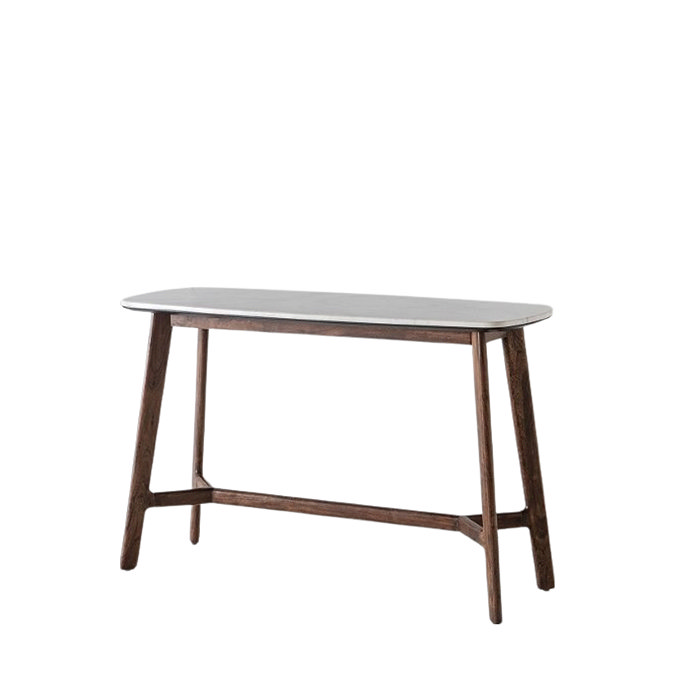cut out image of marble console table with dark wood legs