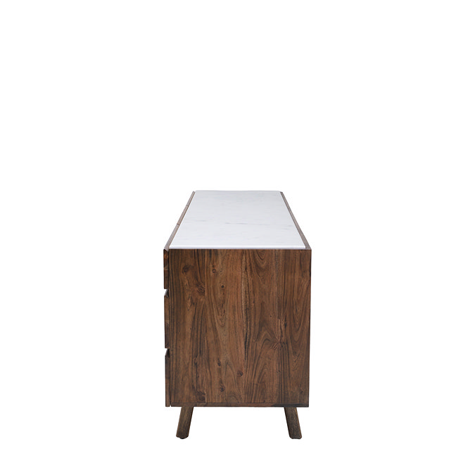 cut out image of dark acacia wood sideboard with marble top